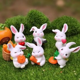 6 pcs Animal Cartoon Bunnys DIY Fairy Garden Miniature Accessories