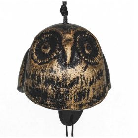 Japanese Cast Iron Wind Chimes Outdoor Hanging Decorations Vintage Owl, Bronze