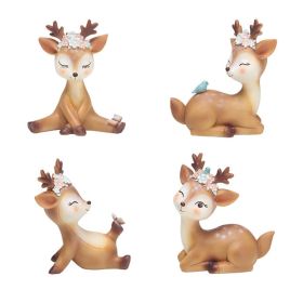 4 PCS Sika Deer Desktop, Beautiful Sika Deer Model Craft Decor For Home