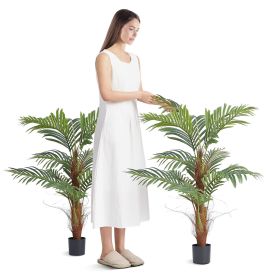 Artificial Palm Tree, 4 FT Tall Faux Plant, Secure PE Material & Anti-Tip Tilt Protection Low-Maintenance Plant