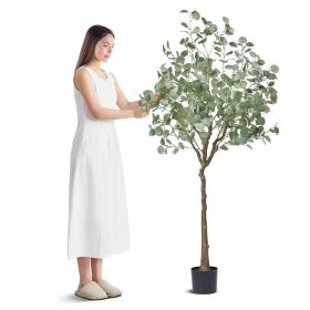 Artificial Eucalyptus Tree, 6 FT Tall Faux Plant, Secure PE Material & Anti-Tip Tilt Protection Low-Maintenance Plant