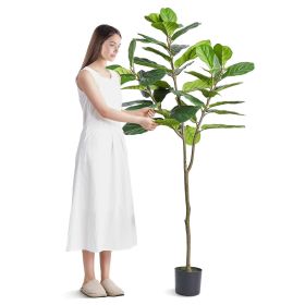 Artificial Fiddle Leaf Fig Tree, 6 FT, Secure PE Material & Anti-Tip Tilt Protection Low-Maintenance Faux Plant