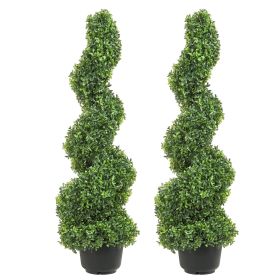 2 pcs. Artificial Boxwood Tower Topiary Spiral Artificial Plant 122cm high Decorative Plant Green Plastic PE Iron Topiary Plants