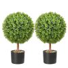 2x Artificial Boxwood Ball Ã˜40,6cm Garden Deco Boxwood in Flowerpot Ball Artificial Boxwood Ball Artificial Plant made of PE, Wood