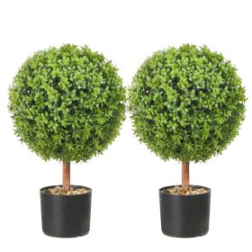 2x Artificial Boxwood Ball Ã˜40,6cm Garden Deco Boxwood in Flowerpot Ball Artificial Boxwood Ball Artificial Plant made of PE, Wood