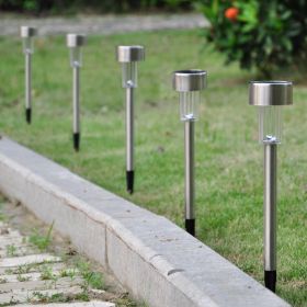 6x White Solar Garden Stake Lights SS