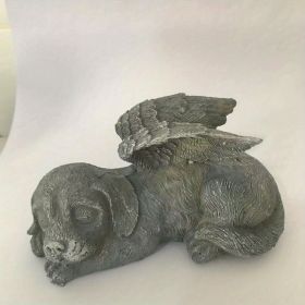 1pc Resin Angel Pet Statue, Dog Cat Memorial Garden Statue, Indoor Outdoor Decor Home Memorial Garden Grave Marker Statue, Lawn Yard Garden (Color: Gray Angel Dog)