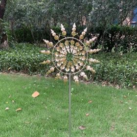 30cm/11.81in Courtyard, Garden, Lawn, & Outdoor Decoration, Unique Wind Collector, Magic Kinetic Energy Metal Windmill Spinner & Solar Wind Catcher (Model: CX102)