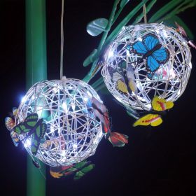 1pc Butterfly Outdoor Decorative Light Solar Hanging Decorative; Outdoor Courtyard; Garden Decorative Lamp With Ball Hanging Tree Lamp; Luminous (Style: White Light)