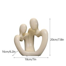 Ceramic Abstract Couple Statue European Figure Lover Figurines (Color: B)