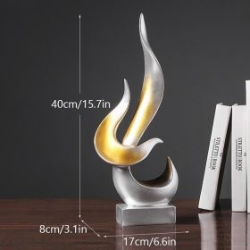 Resin Abstract Torch Figurines for Interior Home Living Room Bedroom Office Desktop Decoration Outdoor Ornament Accessories (Color: Silver)