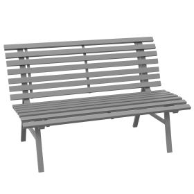 Outsunny 48.5" Garden Bench, Outdoor Patio Bench, Lightweight Aluminum Park Bench with Slatted Seat for Lawn, Park, Deck, Gray (Color: as Pic)