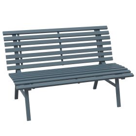 Outsunny 48.5" Garden Bench, Outdoor Patio Bench, Lightweight Aluminum Park Bench with Slatted Seat for Lawn, Park, Deck, Blue (Color: as Pic)