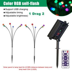 Outdoor Solar LED Firefly Swaying Lawn Stake Light Waterproof Garden Landscape Lamp (Color: as picture)