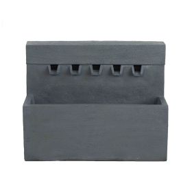 11.8x30.7x23.6" Decorative Gray Fountain with Rectangle Design, with Light and Pump, for Indoor and Outdoor (Color: as Pic)