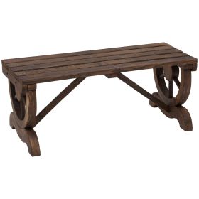 Outsunny 2-Person Wooden Garden Bench, Outdoor Wagon Wheel Porch Bench for Backyard Garden, Support 550 LBS, Rustic Country Style Patio Furniture (Color: as Pic)