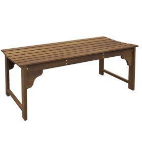 Outsunny Wooden Garden Bench, Outdoor Park Bench with Slatted Seat, Backless Front Porch Bench with Curved Seat for Conservatory, Garden, Poolside (Color: as Pic)