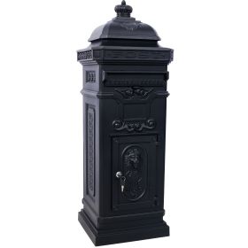 Mailboxes Residential The Court Large-Capacity Letter Box, Garden Floor Safety Mailbox, Outdoor Rainproof Postbox Statue ,black (Color: as Pic)