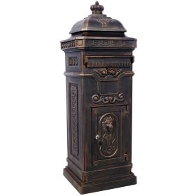 Mailboxes Residential The Court Large-Capacity Letter Box, Garden Floor Safety Mailbox, Outdoor Rainproof Postbox Statue ,bronze (Color: as Pic)