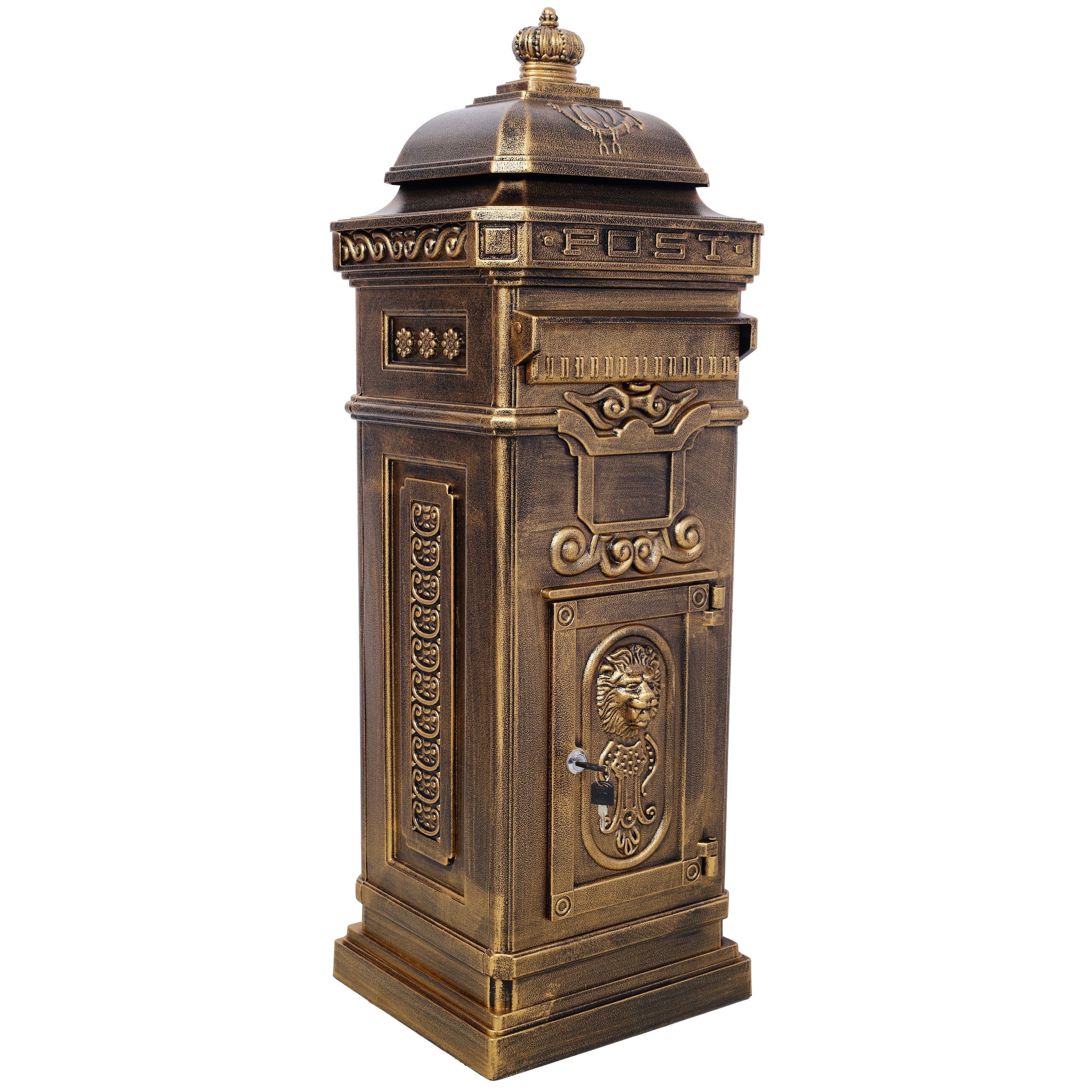Mailboxes Residential The Court Large-Capacity Letter Box, Garden Floor Safety Mailbox, Outdoor Rainproof Postbox Statue ,color copper Mailboxes Residential The Court Large-Capacity Letter Box, Garden Floor Safety Mailbox, Outdoor Rainproof Postbox Statue ,color copper