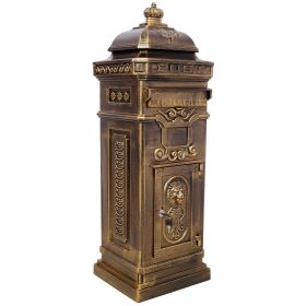 Mailboxes Residential The Court Large-Capacity Letter Box, Garden Floor Safety Mailbox, Outdoor Rainproof Postbox Statue ,color copper (Color: as Pic)