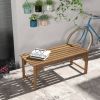 Outsunny Wooden Garden Bench, Outdoor Park Bench with Slatted Seat, Backless Front Porch Bench with Curved Seat for Conservatory, Garden, Poolside