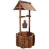 Rustic Wooden Wishing Well Planter Outdoor Home DÃ©cor for Patio, Garden, Yard w/Hanging Bucket ,20in