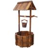 Rustic Wooden Wishing Well Planter Outdoor Home DÃ©cor for Patio, Garden, Yard w/Hanging Bucket ,20in